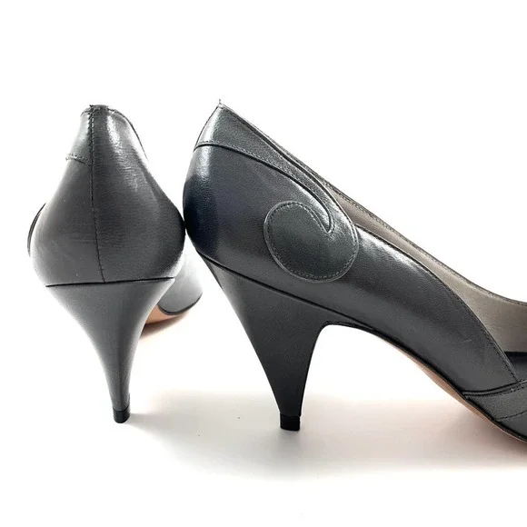 1970's EVAN PICONE gray leather swirl unique high heel pumps - Picture 4 of 15